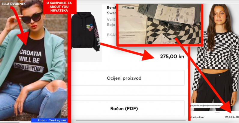 ABOUT YOU PREVARE: Angažirali Ellu Dvornik da mogu varati kupce, Zagrepčanka naručila i platila majicu 275 kn a na HP stigla jeftina od 173 kn, iz Službe za korisnike nikada se nitko nije javio