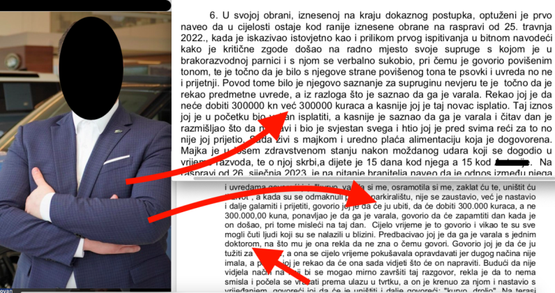 Zagrebački menadžer osuđen zbog prijetnji supruzi i riječi: 'kurvo, varala si me, osramotila si me s doktorom, zaklat ću te, uništit ću ti život... dobit ćeš 300.000 kura... a ne 300.000,00 kn'