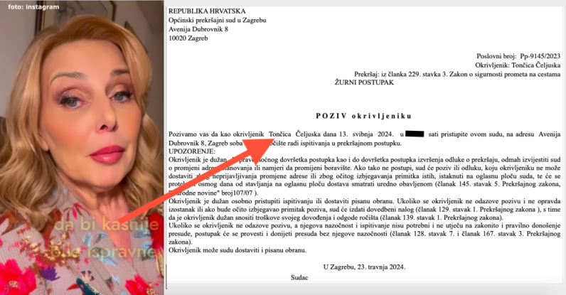 Okrivljenu HTV-ovu zvijezdu Tončicu Čeljusku opet traže preko sudske ploče, na meti je policije zbog nevjerodostojnog podatka
