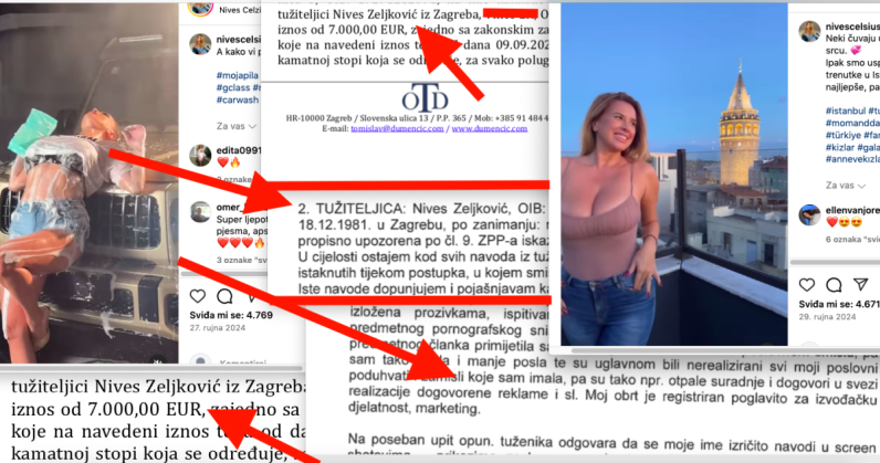 Nives Celzijus uvjeravala suca Klarića kako je duševno patila, istodobno uživala u Istanbulu u noćnim klubovima i snimala vruću reklamu,  traži 7000 €, a u članku nije ni spomenuta
