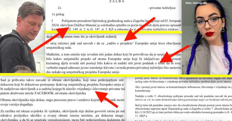 Daliboru Mataniću kazneni sud poslao žalbu Doris Stanković, osporava da ju je redatelj vrijeđao u javnom interesu u sklopu umjetničkog projekta za Europsku Uniju