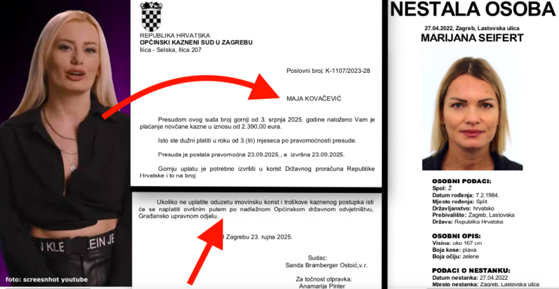 Sestri nestale BB Marijane prijeti i zatvor ako ne plati novčane kazne zbog laži da joj je zet ubio sestru, da je zakopana na Sljemenu, a ne skočila u Savu