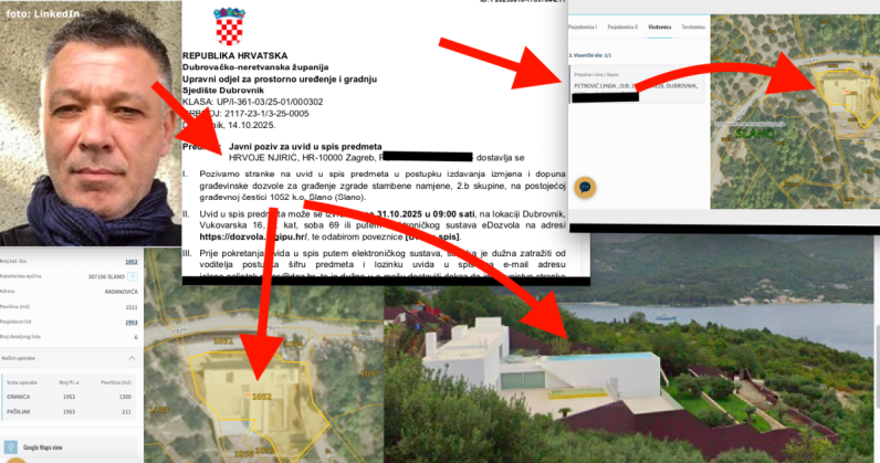 Slavni ZG arhitekt Hrvoje Njirić zatražio građevinsku za parcelu kraj Dubrovnika na kojoj je izgrađena luksuzna vila s bazenom i teniskim terenom dubrovačke bogatašice