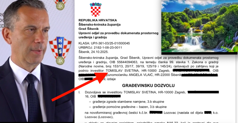 Glavni tajnik HNS-a Tomislav Svetina gradi vilu s bazenom nadomak NP Krka, angažirao arhitekticu koja je projektirala novi stadion na Šubićevcu