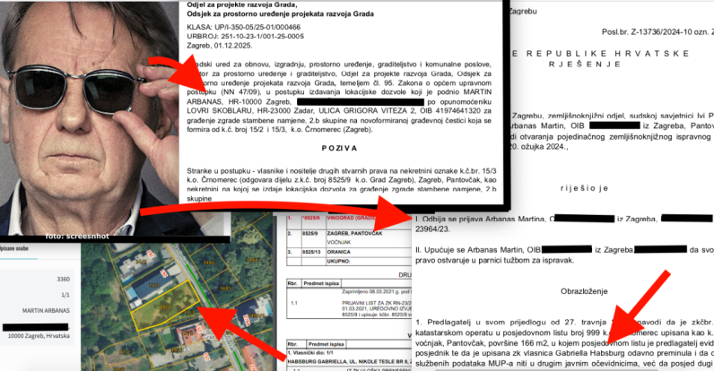 Modni kreator nadomak dozvole za gradnju vile na Pantovčaku na parceli princeze Habsburg, sud mu odbio uknjižbu jer nije dostavio ugovor, Grad Zagreb mu izdao papir