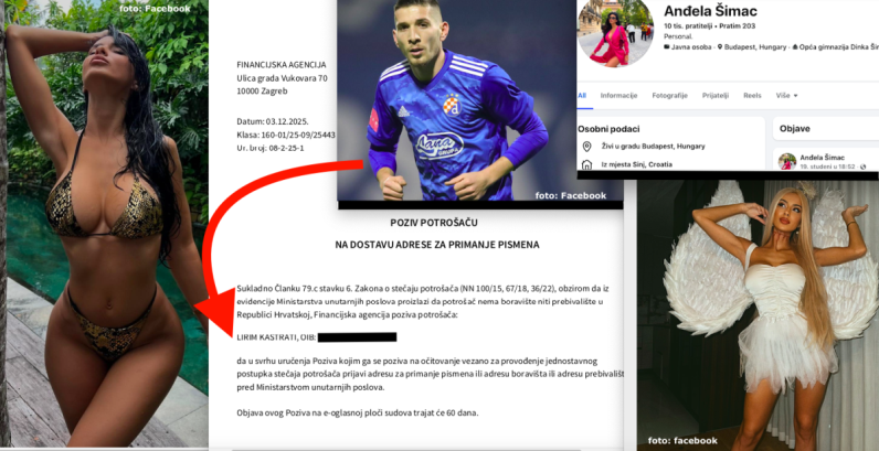 Zbog bankrota FINA traži adresu bivšeg Dinamovca, golišava hrvatska manekenka Anđela Šimac koja mu je rodila kćer piše na Facebooku da živi u Budimpešti