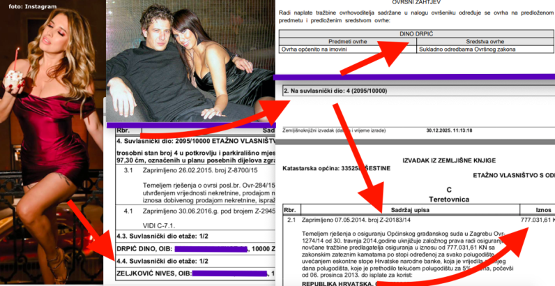 Dino Drpić u teškoj situaciji, stalno mu stižu ovrhe zbog režija za stanove koje dijeli s Nives Celzijus, i država je legla s hipotekom od 100 tisuća eura 