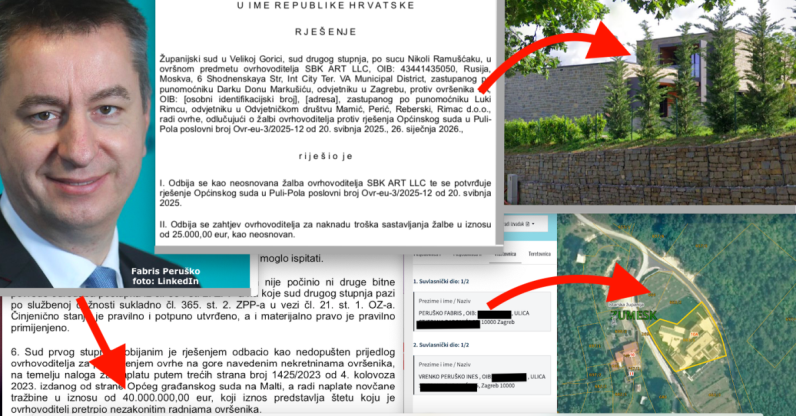 Šefu Fortenove Fabrisu Perušku skinuta omča ruske i šeikove ovrhe s rezidencije u Istri, iz sudske presude vidljiv zahtjev težak 40 milijuna €