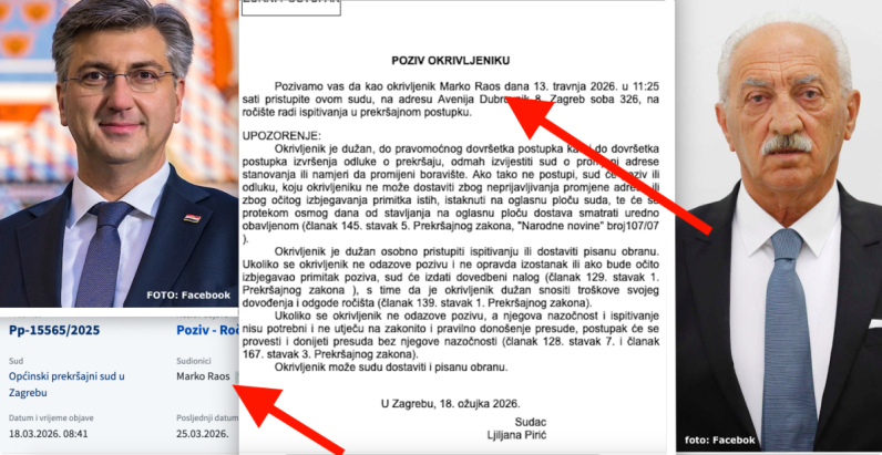 Žurni proces protiv Plenkovićevog ujaka vodi sutkinja koja je osudila Vrdoljakovog sina i Živi zid, Raosa pozvala preko sudske ploče