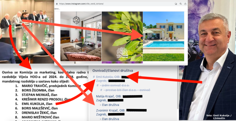 Sinovi Siniše Krajača luksuznu vilu u Istri preuzeli od člana Komisije za marketing HOO-a, Opelovog dilera, a njegova žena i dalje potpisuje papire za tu tvrtku 