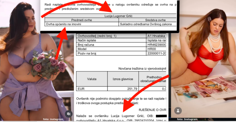 Slavnoj XL manekenki Luciji Lugomer prijeti ovrha nad imovinom, a mogla bi ostati i bez mobitela ako A1 provede prisilnu naplatu