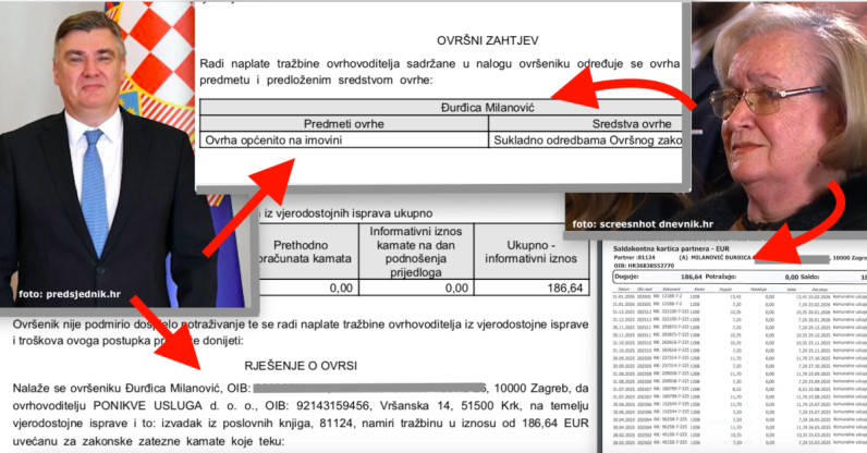 Mama hrvatskog predsjednika godinama nije plaćala račune za vodu i smeće u kući na moru, prijeti joj četvrta ovrha nad imovinom u zadnje dvije godine.