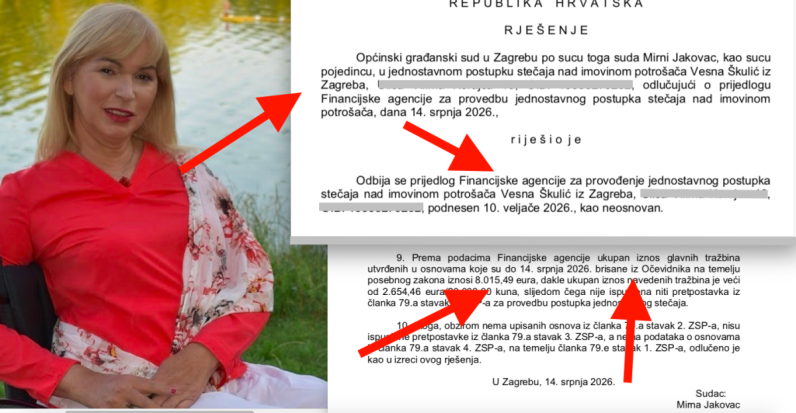 Bivšoj saborskoj zastupnici SDP-a  izbrisani svi dugovi pa nije završila u bankrotu koji je tražila FINA, prethodno joj ukraden vrijedni nakit i novac