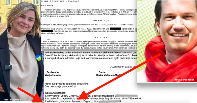 Muž Sandre Benčić doživio prometnu nesreću, okrivljeni vozač prošao kroz crveno na raskrižju u Zagrebu i završio na Traumi, a policajac izbjegao svjedočenje
