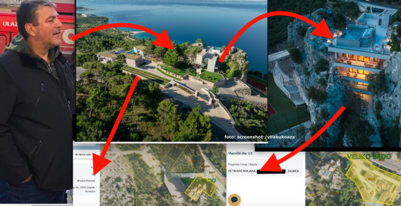 Dnevni najam hedonističke oaze iznad Makarske supruge netom osuđenog Blaža stoji 4.000 €, na litici je glavna vila, kraj nje renta još 4, sve na 160.000 m2