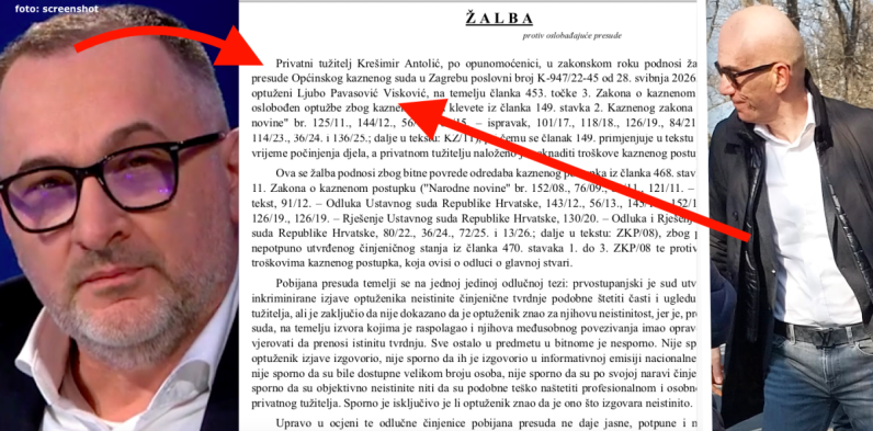 Krešimir Antolić opet na sudu zbog izjava da je korumpirani policajac koji je prodavao policijske tajne Mamiću, žalio se na oslobađajuću Ljubi Pavasović Viskoviću