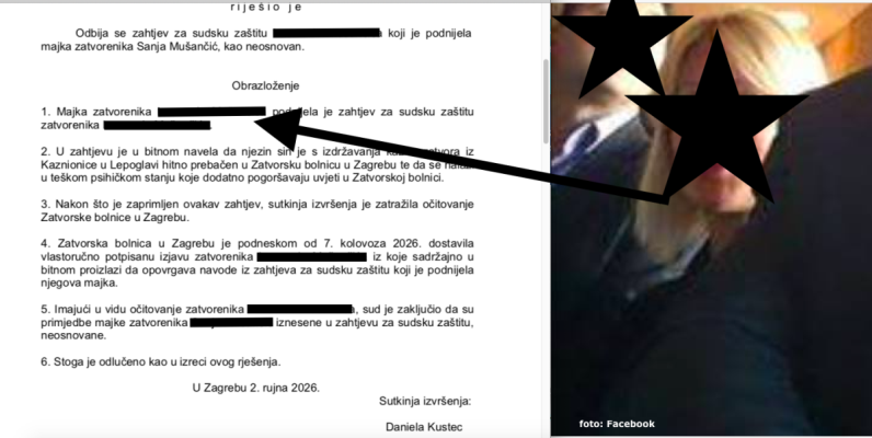 Majka ubojice iz OŠ Prečko tražila sudsku zaštitu sina nakon što je prebačen iz Lepoglave u zatvorsku bolnicu u Zagrebu, tvrdila da je u teškom stanju