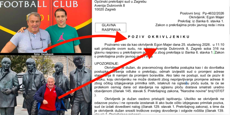 Sude ocu Vatrenog Lovre Majera, i zatvorska kazna predviđena za taj prekršaj, poziv za ročište nije primio u vili u Prekom pa mu oglasili preko sudske ploče