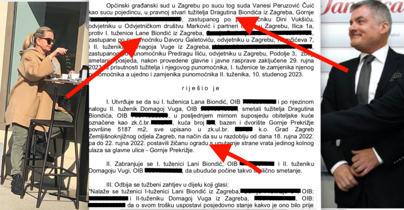Tajkun Dragutin Biondić odnio sudsku pobjedu nad bivšom suprugom Lanom i njenim novim mužem, postavili su žičanu ogradu na ulaz vile na Gornjem Prekrižju kako on ne bi mogao ući