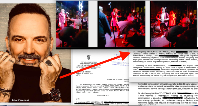 Protiv Tonija Cetinskog USKOK  podigao optužnicu zbog koje mu prijeti zatvor prije nego što se srušio na BG koncertu, optužen i član dinastije Meneghello te još 16 osoba